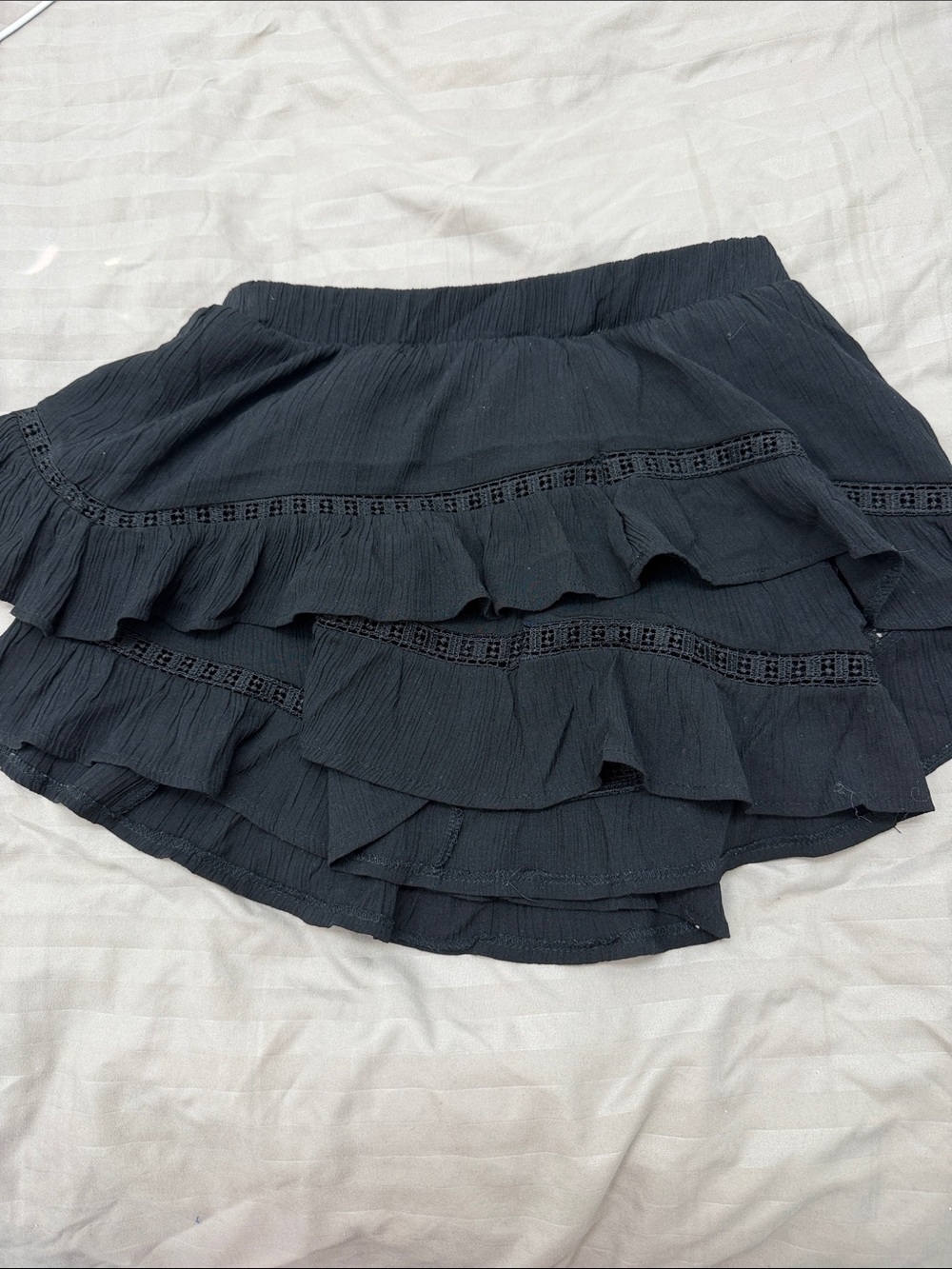 Bershka Black Tiered Ruffle Mini Skirt